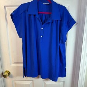 Andree By Unit - Collared AirFlow Short Sleeve Shirt - Blue - 1x (18-20) - NWOT